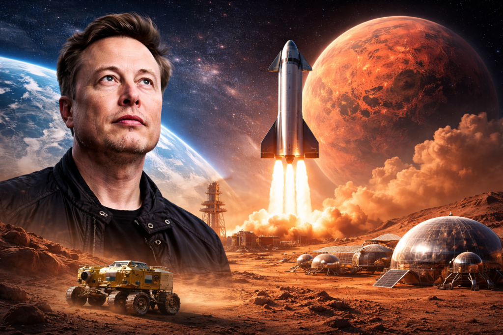 Elon Musk Space Plan 2026 Starship mission concept on Mars