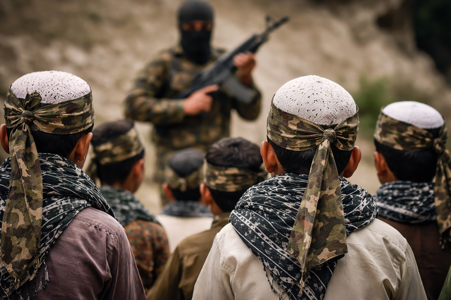 Pakistan Ki Nai Atanki Sajish : पाकिस्तान में कथित बाल जिहादी ट्रेनिंग से जुड़ा प्रतीकात्मक दृश्य, जहां बच्चों को हथियारबंद प्रशिक्षण दिया जा रहा है